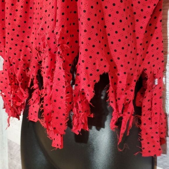 Oscar De La Renta Miss O Sz 4 TRASHED Silk Pleated Front Blouse Festival Fun OOK - Picture 4 of 8